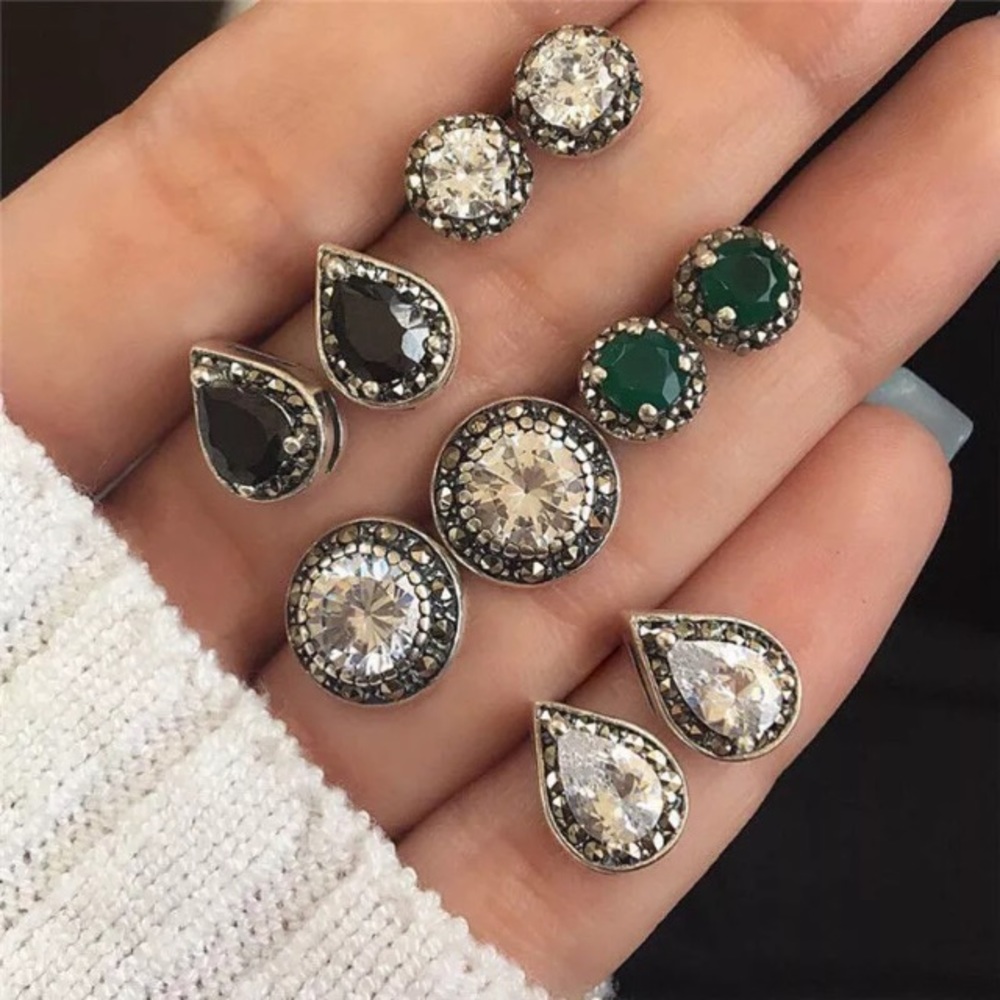 🆕 Boho 5 Pair Stud Fashion Earrings Set